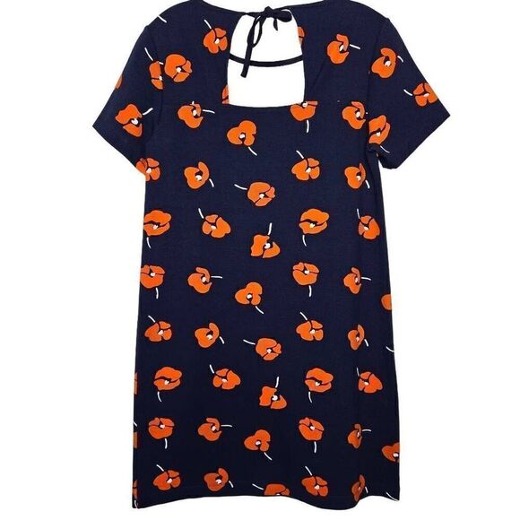 Draper James Poppy Ponte Knit Shift Dress Sz Small Floral Short Sleeve Navy Blue - Picture 7 of 10